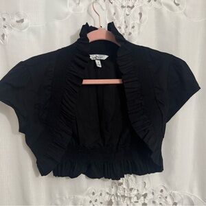 Beautiful Lightweight, Black Ruffled Shrug, with Short Sleeves